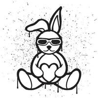 graffiti spray måla Häftigt kanin föra kärlek isolerat vektor