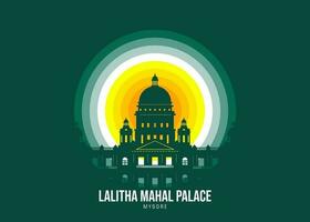 lalitha mahal palats. månsken illustration av känd historisk, de Färg tona av de ljus är baserad på de officiell flagga vektor eps 10.