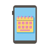 smartphone enhet med kalender platt stil ikon vektor