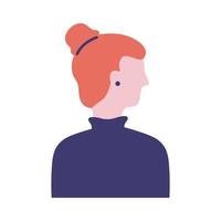 ung kvinna profil avatar karaktär platt stilikon vektor