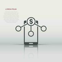 betalning tjänster ikon i platt stil. pengar skicka vektor illustration på vit isolerat bakgrund. smartphone transaktion företag begrepp.