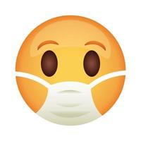 emoji ansikte bär medicinsk mask platt stilikon vektor