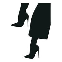 schwarz Silhouette von weiblich Beine im ein Pose. Schuhe Stilettos, hoch Fersen. gehen, Stehen, Betrieb, Springen, tanzen vektor