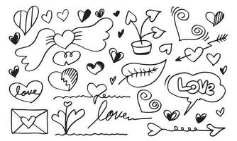 Satz von Liebe. Handzeichnung. Doodle-Stil. für Ihre Gestaltung. vektor