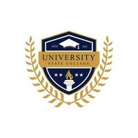 Universität College Schule Abzeichen Logo Design Vektorbild. Bildungsabzeichen-Logo-Design. Emblem der Universität High School vektor
