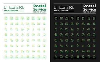 Post- Bedienung Pixel perfekt Gradient linear ui Symbole einstellen zum dunkel, Licht Modus. Linie Kontur Benutzer Schnittstelle Symbole. Vektor isoliert Gliederung Abbildungen