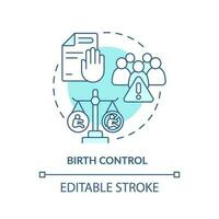 födelse kontrollera turkos begrepp ikon. preventivmedel metod. graviditet förebyggande. kvinnor bemyndigande. reproduktiv rätt abstrakt aning tunn linje illustration. isolerat översikt teckning. redigerbar stroke vektor