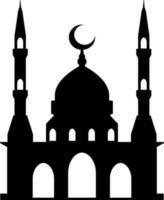 Moschee Vektor Illustration. Silhouette Moschee Symbol zum Zeichen und Symbol von Muslim Anbetung Ort. Moschee Symbol von Islam Religion und Muslim Glaube. Platz von Muslim zu beten