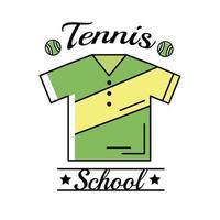 Tennisbälle und Schriftzug mit Hemdlinie und Füllstil vektor