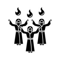 Pfingsten schwarz Glyphe Symbol. weiß Sonntag. Christian Urlaub. Jesus Christus Anhänger feiern Fest von Wochen. Apostel. Silhouette Symbol auf Weiß Raum. solide Piktogramm. Vektor isoliert Illustration