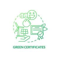 eco certifikat grön lutning begrepp ikon. alternativ elektricitet program. uppköp rena energi abstrakt aning tunn linje illustration. isolerat översikt teckning vektor