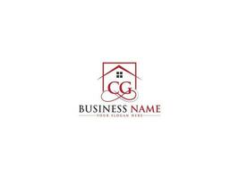 Initialen echt Nachlass cg Luxus Zuhause Logo, einzigartig cg Logo Brief Vektor Haus