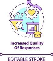 ist gestiegen Qualität von Antworten Konzept Symbol. Vorteil von Digital Engagement abstrakt Idee dünn Linie Illustration. isoliert Gliederung Zeichnung. editierbar Schlaganfall vektor
