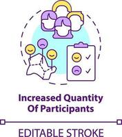 ökade kvantitet av deltagarna begrepp ikon. fördel av digital engagemang abstrakt aning tunn linje illustration. isolerat översikt teckning. redigerbar stroke vektor