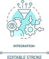 Integration Türkis Konzept Symbol. Geschäft Verfahren. liefern Kette Verwaltung Element abstrakt Idee dünn Linie Illustration. isoliert Gliederung Zeichnung. editierbar Schlaganfall vektor