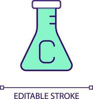 erlenmeyer flaska med kol prov rgb Färg ikon. kemisk tester. toxisk material i labb. isolerat vektor illustration. enkel fylld linje teckning. redigerbar stroke