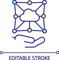 moln nätverkande rgb Färg ikon. tillgång via internet. centraliserad server resurs. moln datoranvändning. isolerat vektor illustration. enkel fylld linje teckning. redigerbar stroke