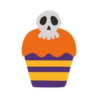 halloween cupcake med skalle platt stil ikon vektor