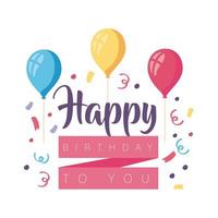Alles Gute zum Geburtstag Abzeichen mit Luftballons Helium Dekoration vektor