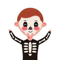 kleiner Junge mit Skelettverkleidungscharakter vektor
