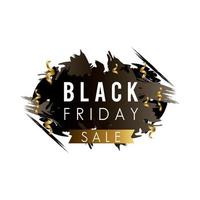 schwarzes Freitag-Verkaufsetikett in schwarzer Farbe mit goldenem Band und Konfetti vektor