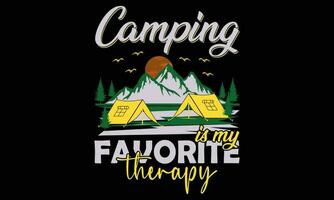 Camping t Hemd Design Vektor Illustration, Camping, wandern, draussen Abenteuer Grafik Vektor Illustration komisch Typografie Slogan Text zum t Hemd Design, Drucke, Poster. Sommer- Reise Abzeichen Sprichwort,