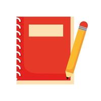 anteckningsbok och penna skolan platt stil ikon vektor