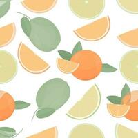 Zitrusfrüchte Vektor nahtlos Muster. Orange und Limette Vektor Illustration auf Weiß Hintergrund.