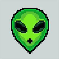 pixel konst illustration UFO utomjording ikon. pixelated utomjording. grön utomjording emoji ikon pixelated för de pixel konst spel och ikon för hemsida och video spel. gammal skola retro. vektor