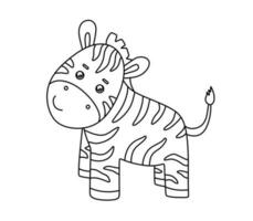 zebra karaktär svart och vit vektor illustration färg bok för barn