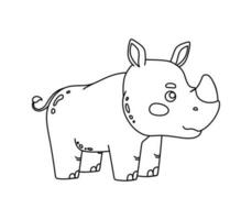 noshörning karaktär svart och vit vektor illustration färg bok för barn