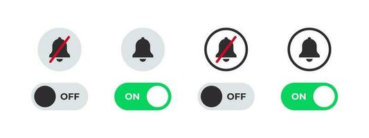 auf und aus Schalter Symbole. aktivieren oder deaktivieren Benachrichtigungen. Vektor skalierbar Grafik