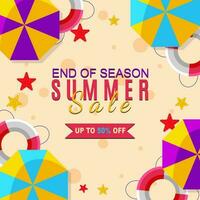 Ende von Jahreszeit Sommer- Verkauf Rabatt Banner Promo Design Vektor