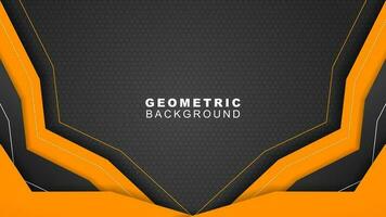 geometrisk baner bakgrund i orange och svart ram med sexhörning mönster, off-line strömning bakgrund och, gaming baner vektor