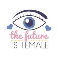 framtiden är kvinnlig feminism bokstäver platt stilikon vektor