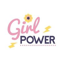 flicka makt feminism bokstäver platt stilikon vektor