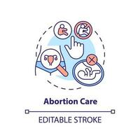 abort vård begrepp ikon. oönskade graviditet. abort tillgång. friska kvinna. sexuell hälsa. reproduktiv val abstrakt aning tunn linje illustration. isolerat översikt teckning. redigerbar stroke vektor