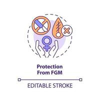 Schutz von fgm Konzept Symbol. weiblich Genital Verstümmelung. Gewalt gegen Frauen. meine Körper. reproduktiv Gesundheit abstrakt Idee dünn Linie Illustration. isoliert Gliederung Zeichnung. editierbar Schlaganfall vektor