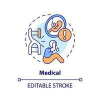 medizinisch Konzept Symbol. Gesundheit Problem. medizinisch Diagnose. kinderlos Paar. Kind frei. reproduktiv Gesundheit abstrakt Idee dünn Linie Illustration. isoliert Gliederung Zeichnung. editierbar Schlaganfall vektor