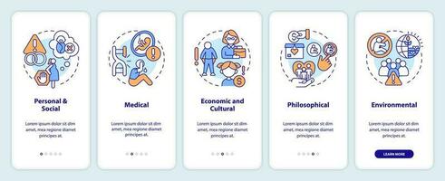barnfri beslut skäl onboarding mobil app skärm. genomgång 5 steg redigerbar grafisk instruktioner med linjär begrepp. ui, ux, gui mall vektor