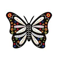 Schmetterling mit flacher Stilikone der mexikanischen Kulturdekoration vektor