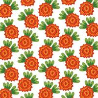 schöner orange Blumengarten und Blättermusterhintergrund vektor