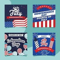 fira självständighetsdagen 4 juli-kortet vektor