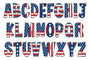 handgjord amerikan flagga brev. Färg kreativ konst typografisk design vektor