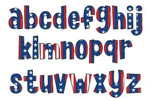 handgjord amerikan flagga brev. Färg kreativ konst typografisk design vektor