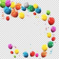 grupp färgade glansiga heliumballonger isolerade. uppsättning ballonger för födelsedagsfirande fest dekorationer vektor