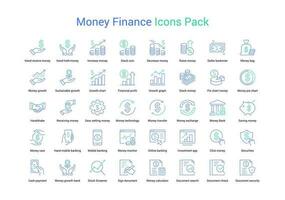 zweifarbig Geld Finanzen Symbole Pack vektor
