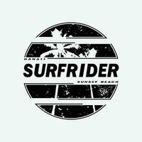 surfa ryttare och surfing hawaii. stubbe typografi, t-shirt grafik, skriva ut, affisch, baner, flygblad, vykort vektor