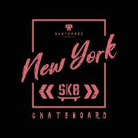 Skateboarding und Skateboard im Neu York Stadt, Brooklyn. Jahrgang Design. Grunge Hintergrund. Sport Typografie, T-Shirt Grafik, Poster, drucken, Postkarte vektor