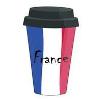 kaffe kopp med en flagga Frankrike. vektor